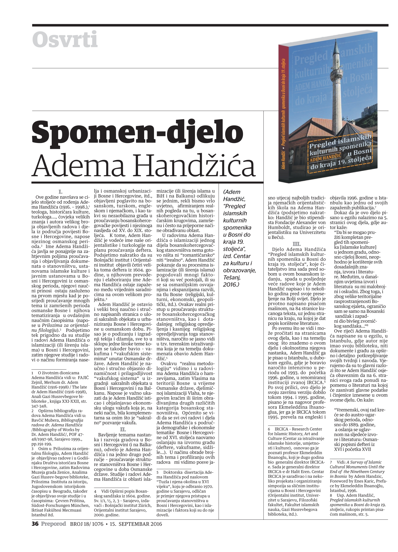 Spomen-djelo  Adema Handžića